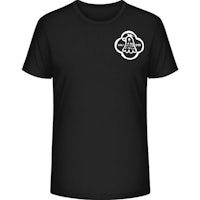 a black t - shirt with a white logo on it