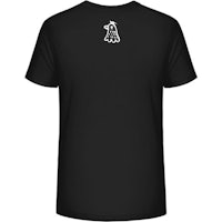 a black t - shirt with a white logo on it