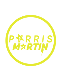 paris martin logo on a black background