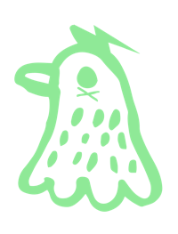 a green ghost on a black background
