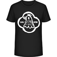 a black t - shirt with a white bird on it